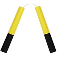 Playwell Deluxe Calidad 10&quot- Largo Denso Espuma Octagonal Entrenamiento Nunchakus - Amarillo - Negro